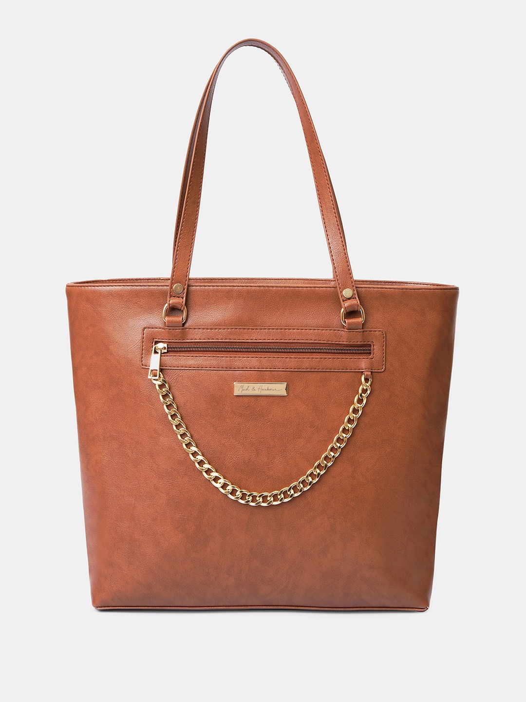 

Mast & Harbour PU Shopper Tote Bag, Tan