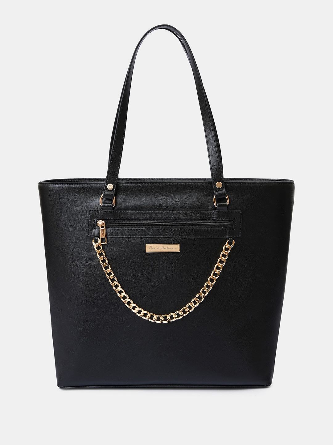Mast & Harbour PU Shopper Tote Bag, Black