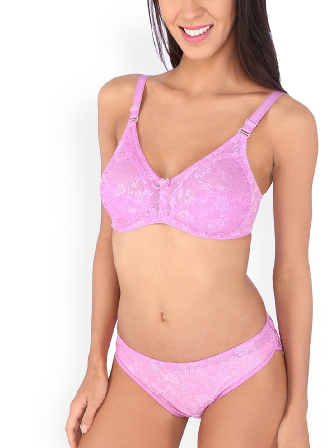 Bralux Self-Design Laced Lingerie Set, Lavender