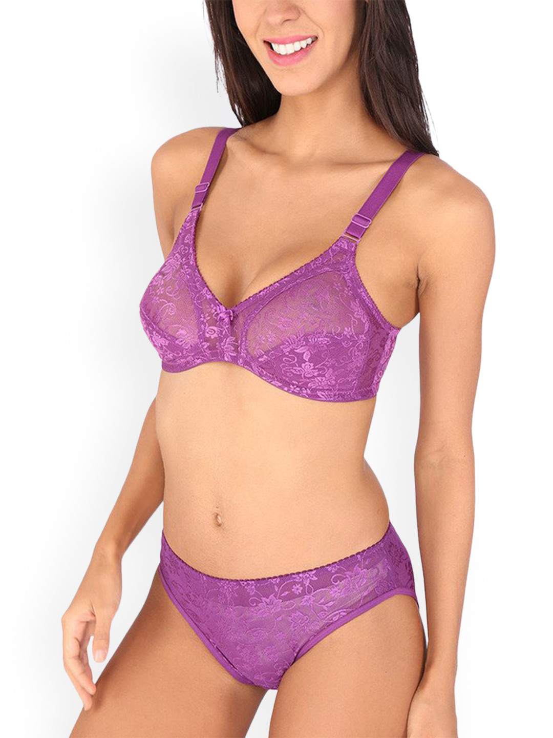 

Bralux Self-Design Laced Lingerie Set, Purple