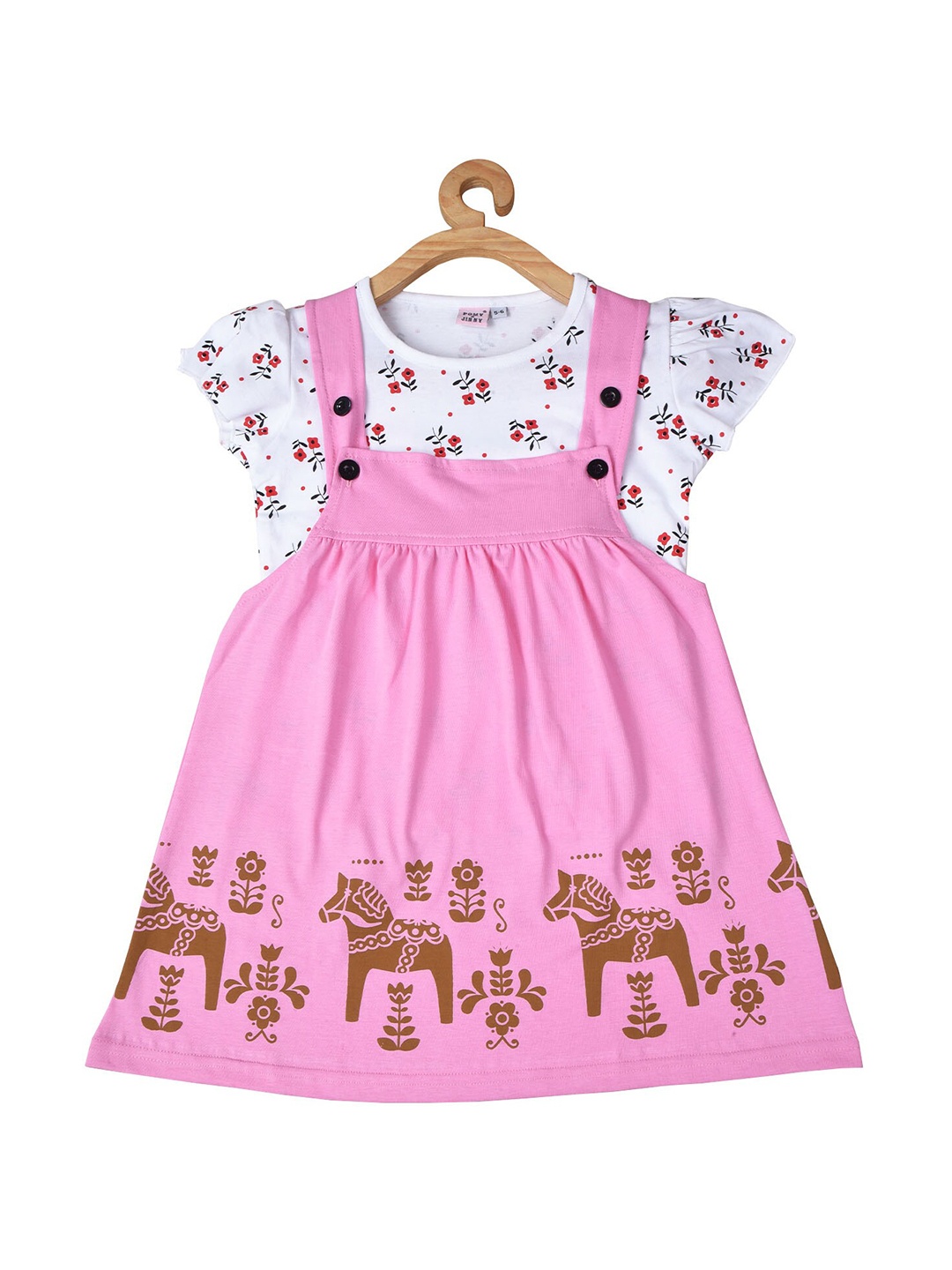 

POMY & JINNY Girls Pinafore Cotton Midi Dress, Pink