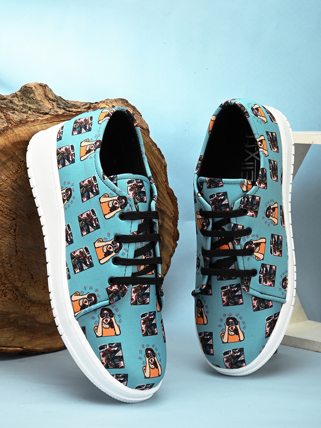 

ELIXIR MAN Printed Funky Lightweight Canvas Sneakers, Blue