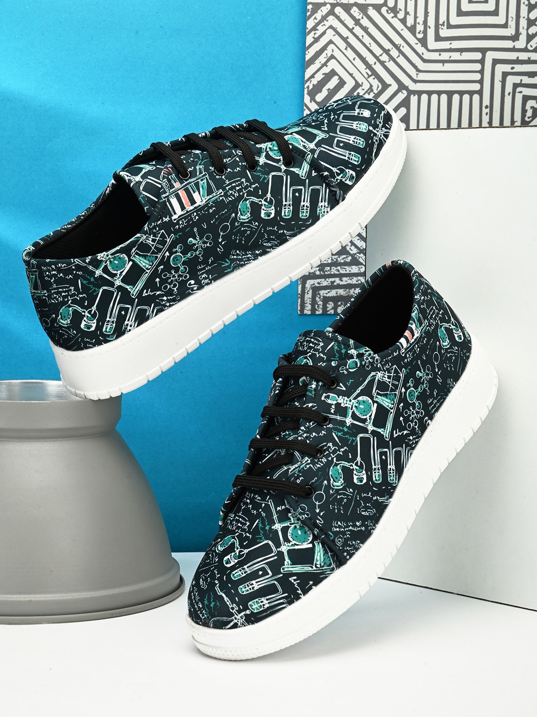 

ELIXIR MAN Printed Funky Lightweight Canvas Sneakers, Green