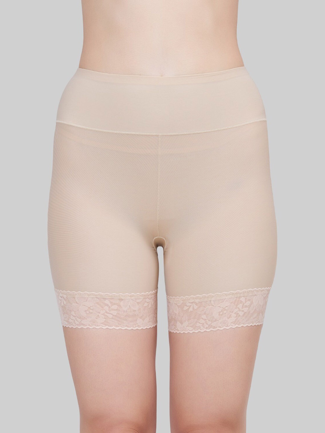 

PLUMBURY Slim Fit High-Rise Cycling Rapid-Dry Sports Shorts, Beige