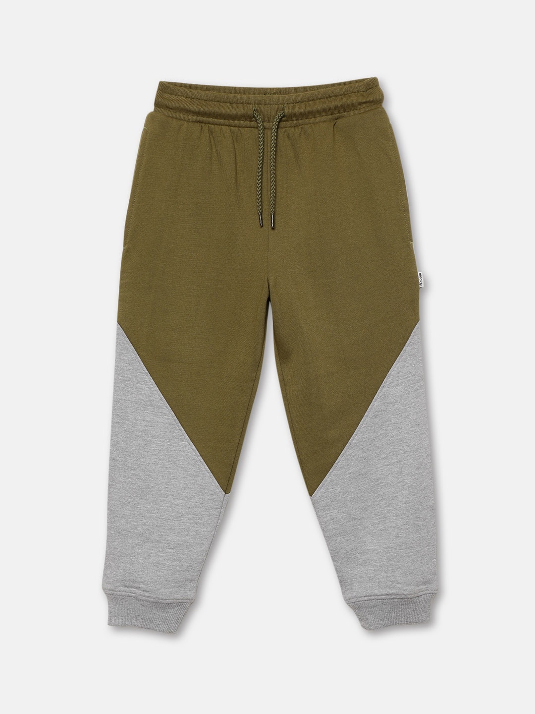 

mackly Boys Colorblocked Pure Cotton Joggers, Olive
