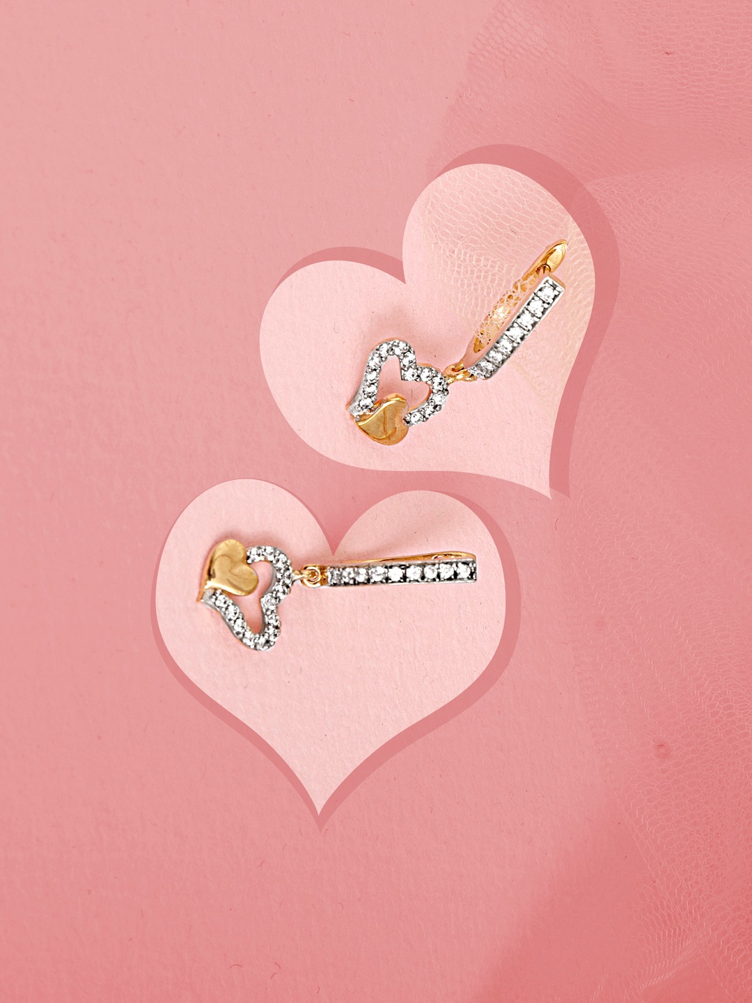 

Inddus Jewels Gold-Plated Sterling Silver Heart Shaped Drop Earrings