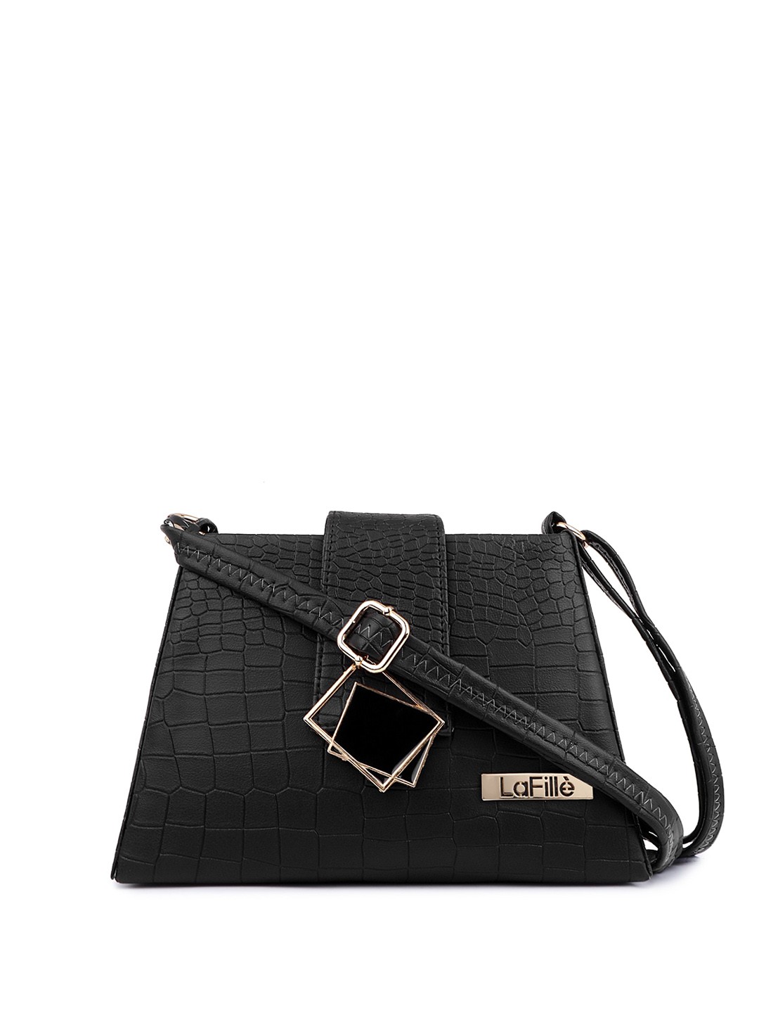 

LaFille Textured Structured Water Resistant Sling Bag, Black