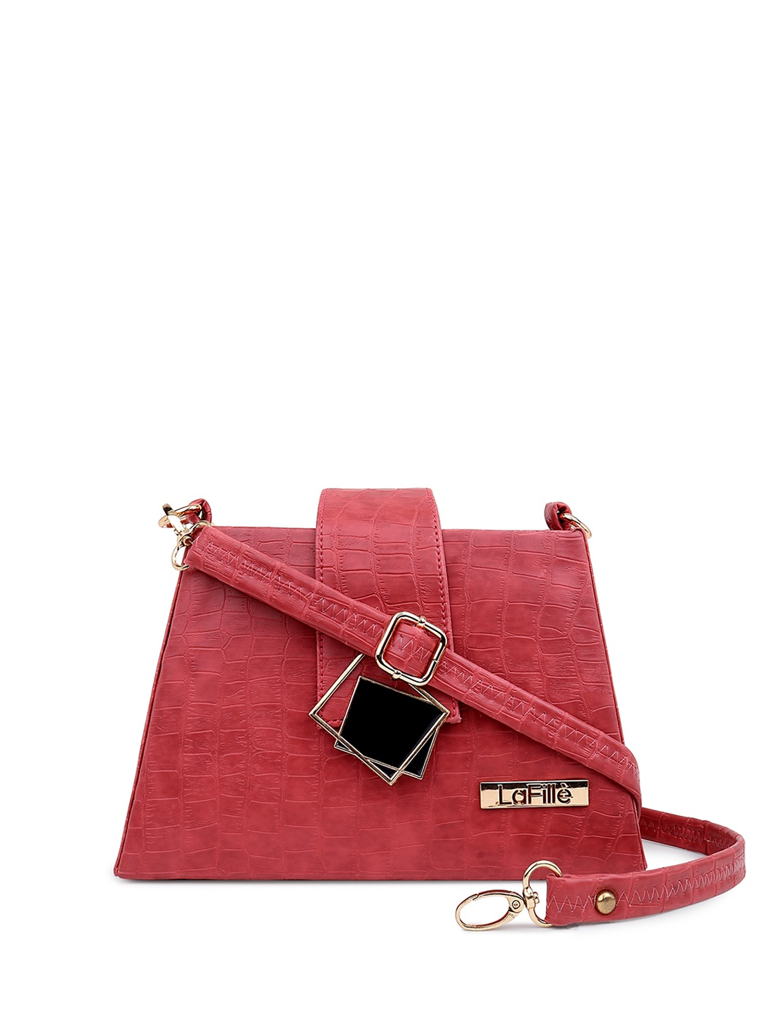 

LaFille Animal Textured Structured Sling Bag, Rose
