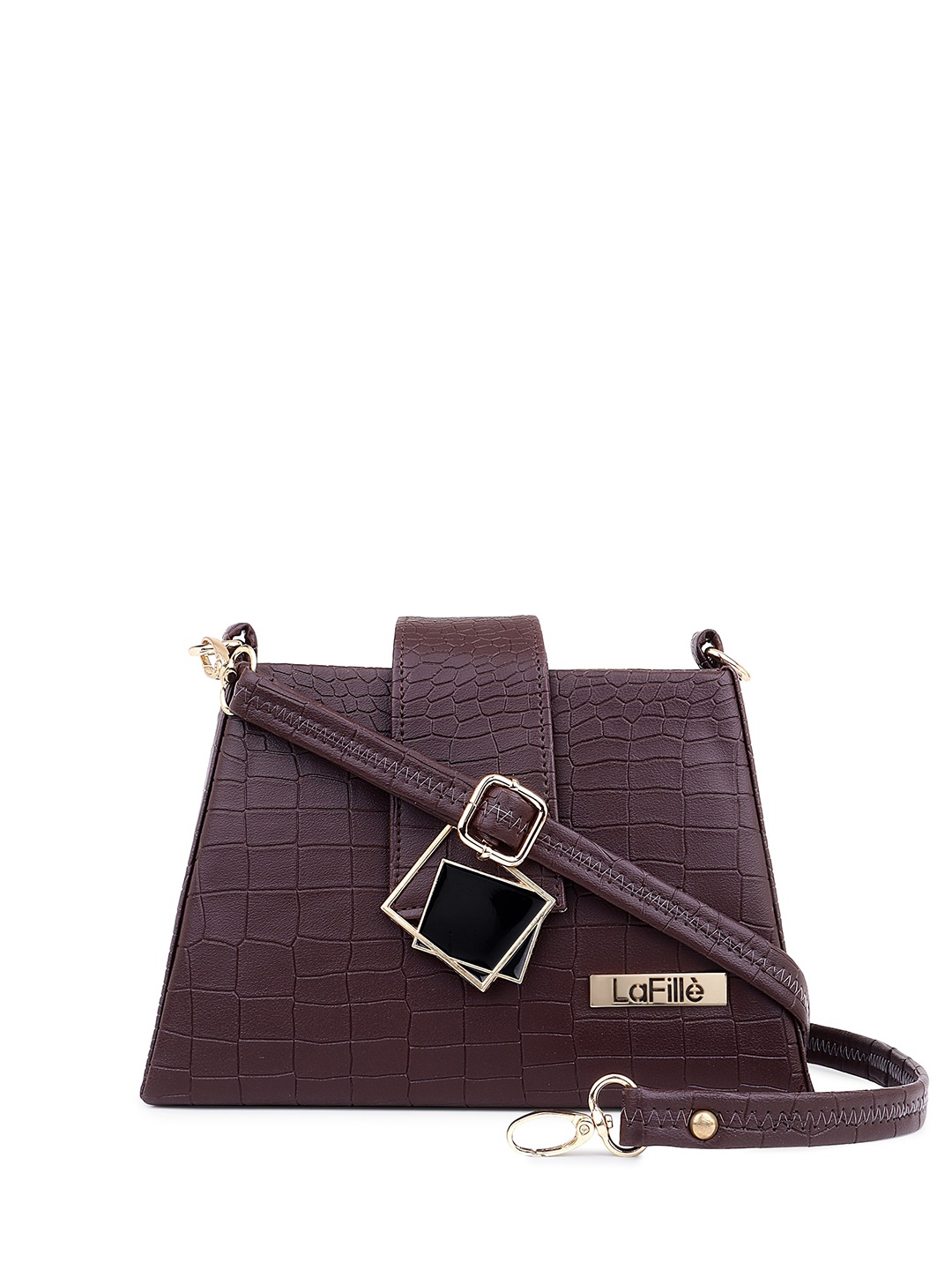 

LaFille Textured Structured Water Resistant Sling Bag, Brown