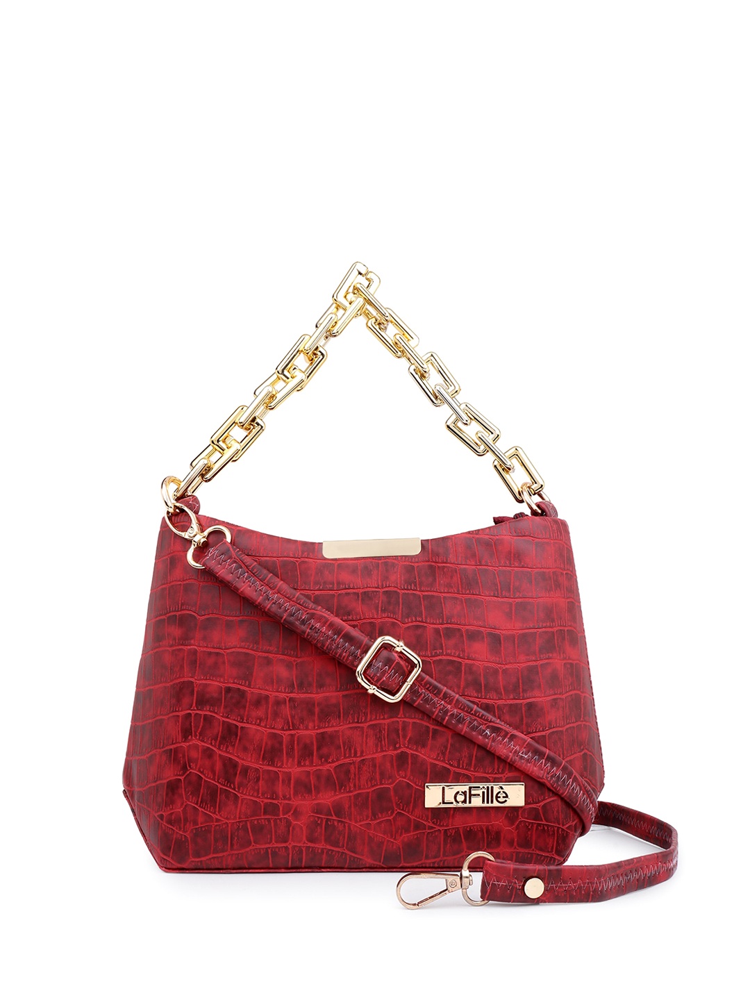 

LaFille Animal Textured PU Structured Sling Bag, Maroon