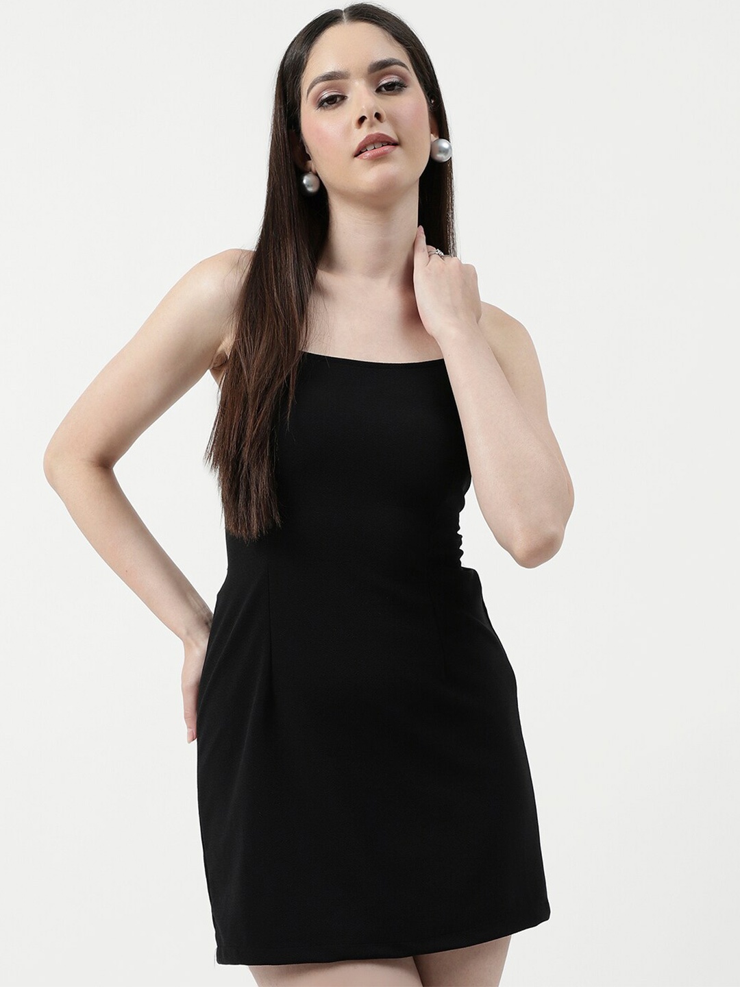 

Zima Leto Shoulder Straps Sheath Mini Dress, Black