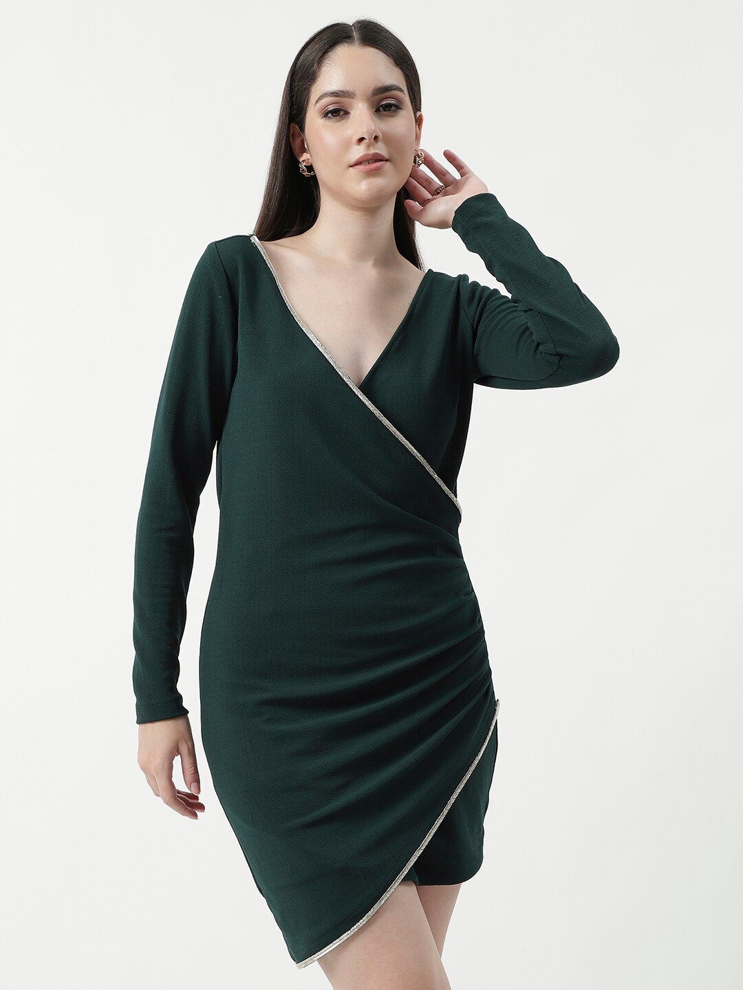 

Zima Leto Long Sleeves Sheath Dress, Green