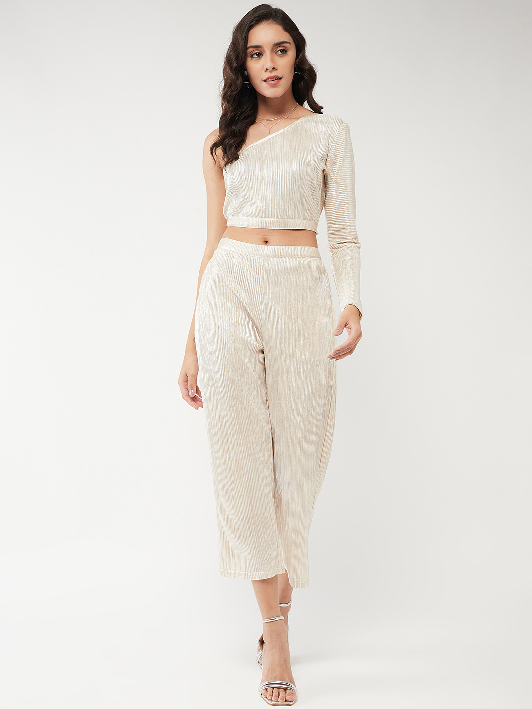 

Zima Leto One-Shoulder Top With Pant Set, Off white