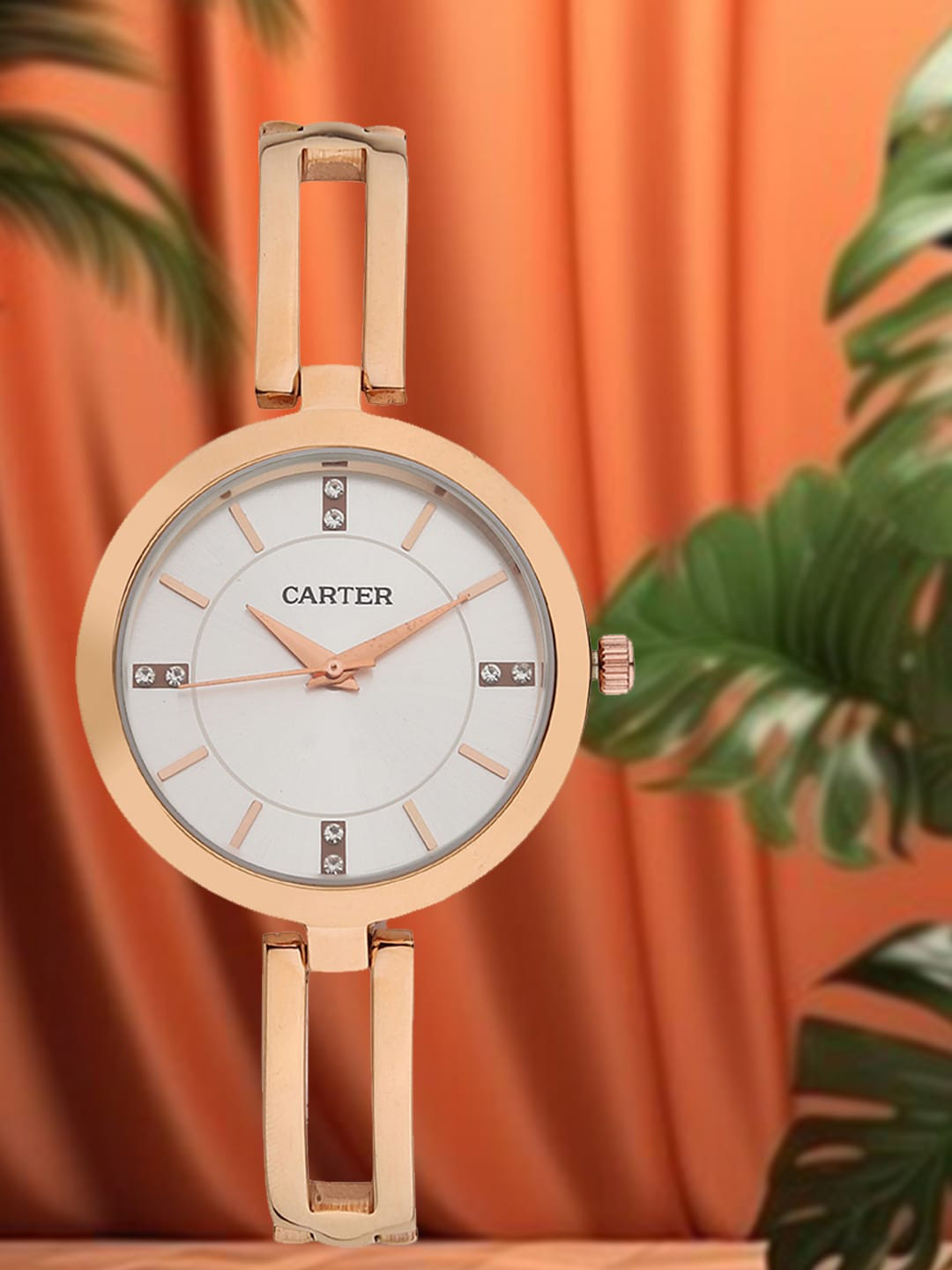 

Sandy D Carter Women Embellished Bracelet Style Straps Analogue Watch Sandy D, Rose gold