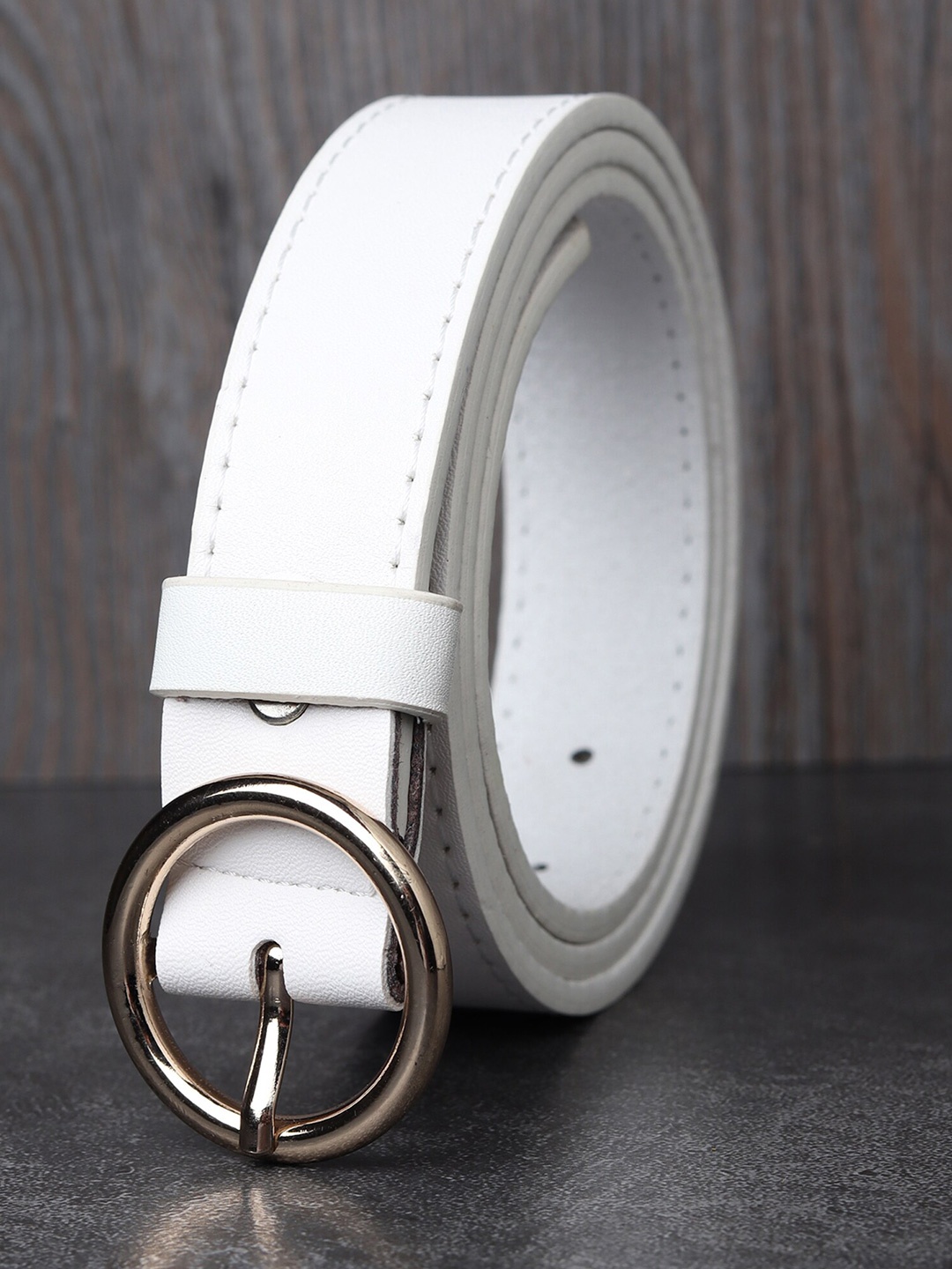 

HENEDA Women Textured Casual Belt, White