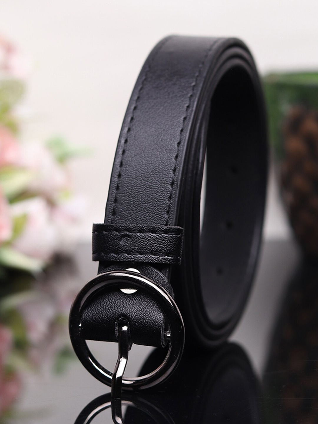 

HENEDA Women Textured Casual Belt, Black
