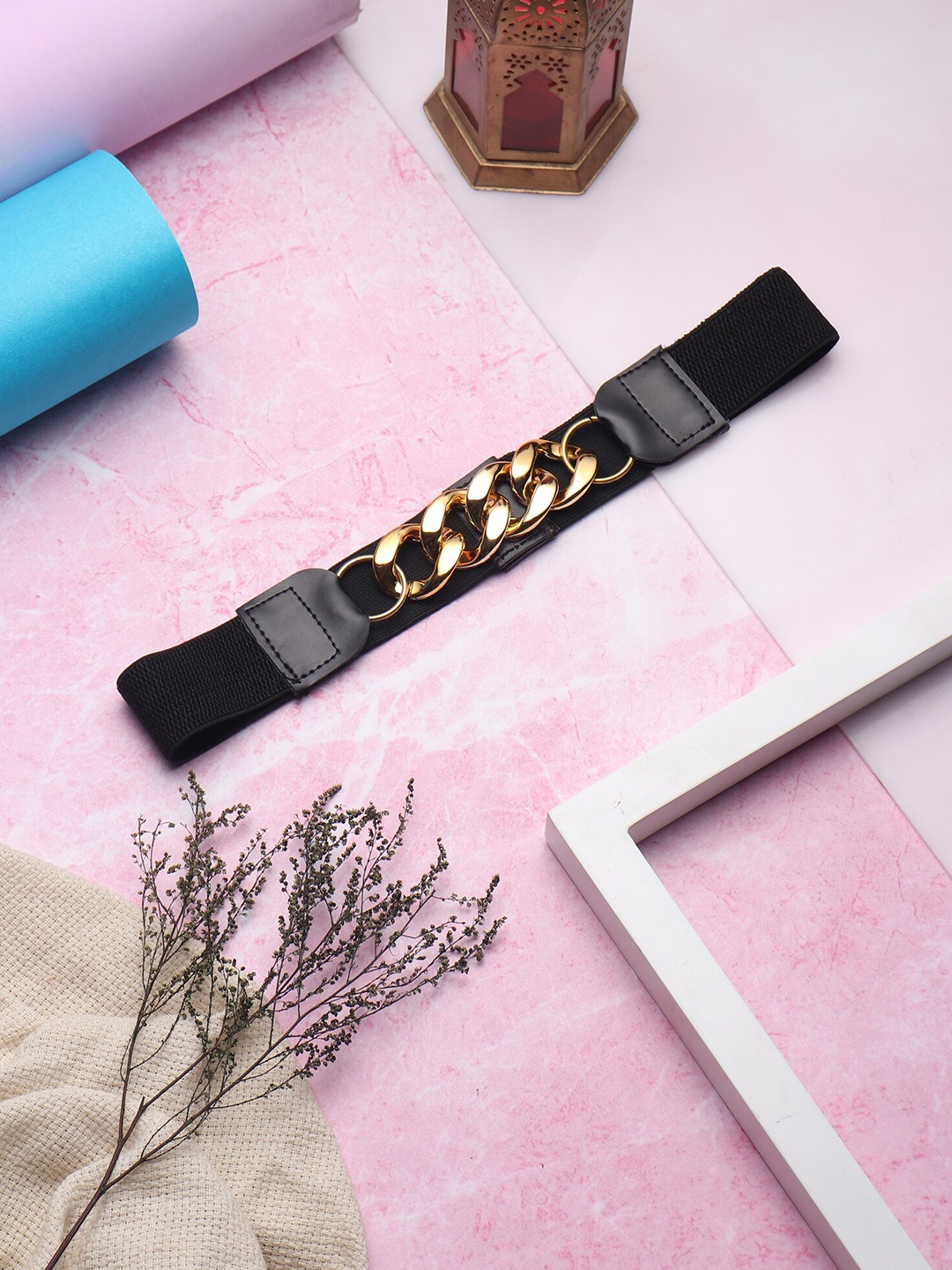 

HENEDA Women Textured Casual Belt, Black
