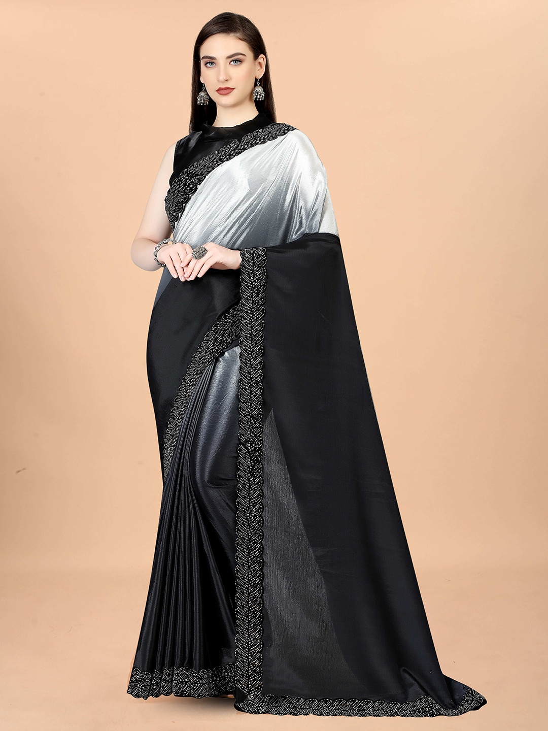 

Munir Ombre Silk Blend Saree, White