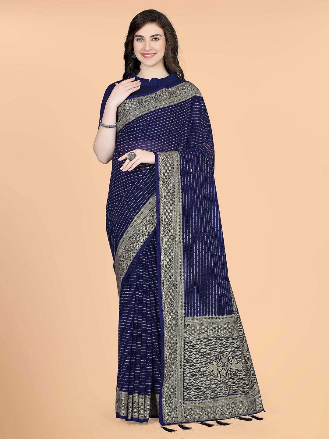 

Munir Ethnic Motifs Woven Design Zari Saree, Blue