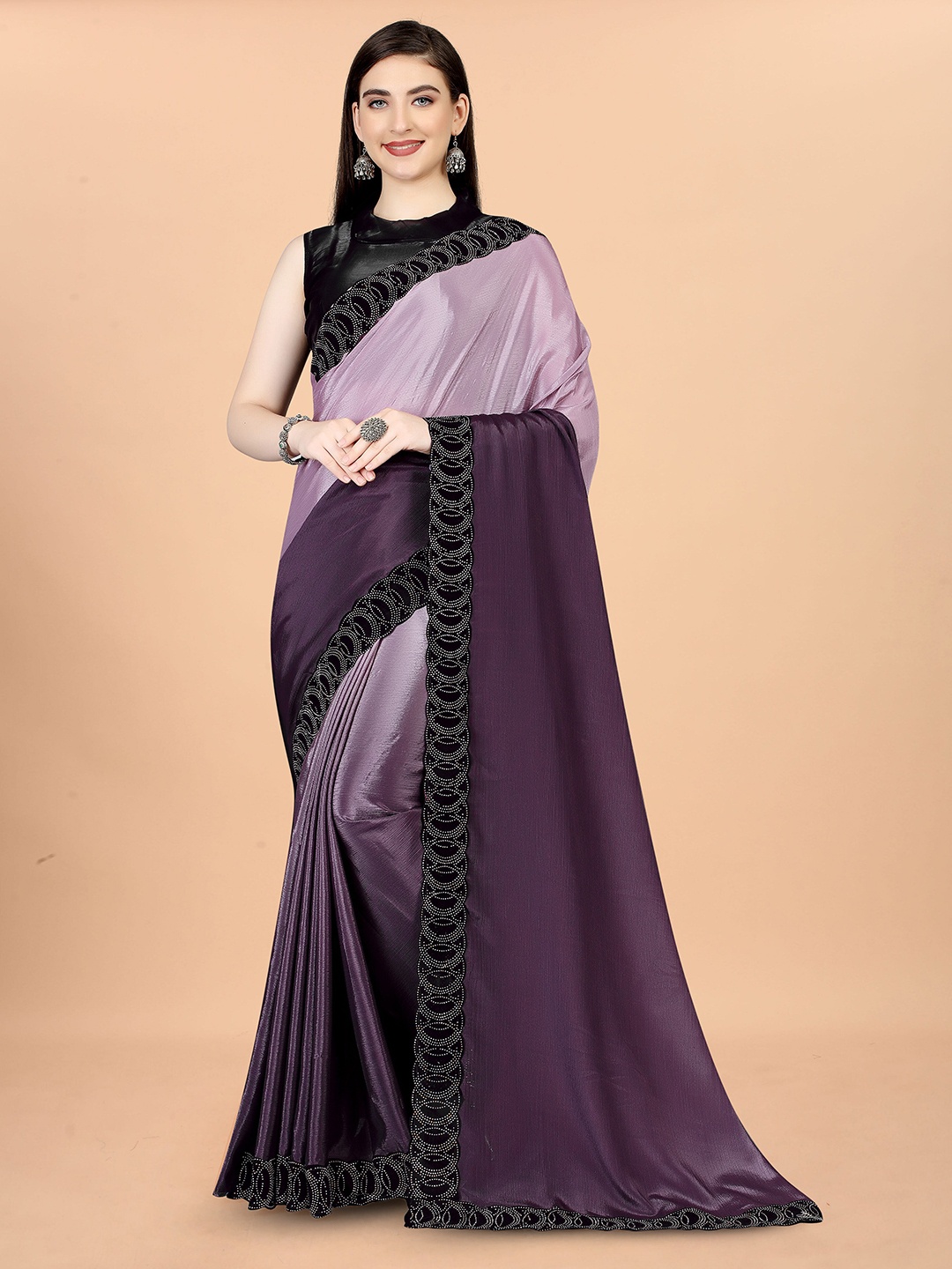 

Munir Ombre Dyed Beads and Stones Saree, Purple