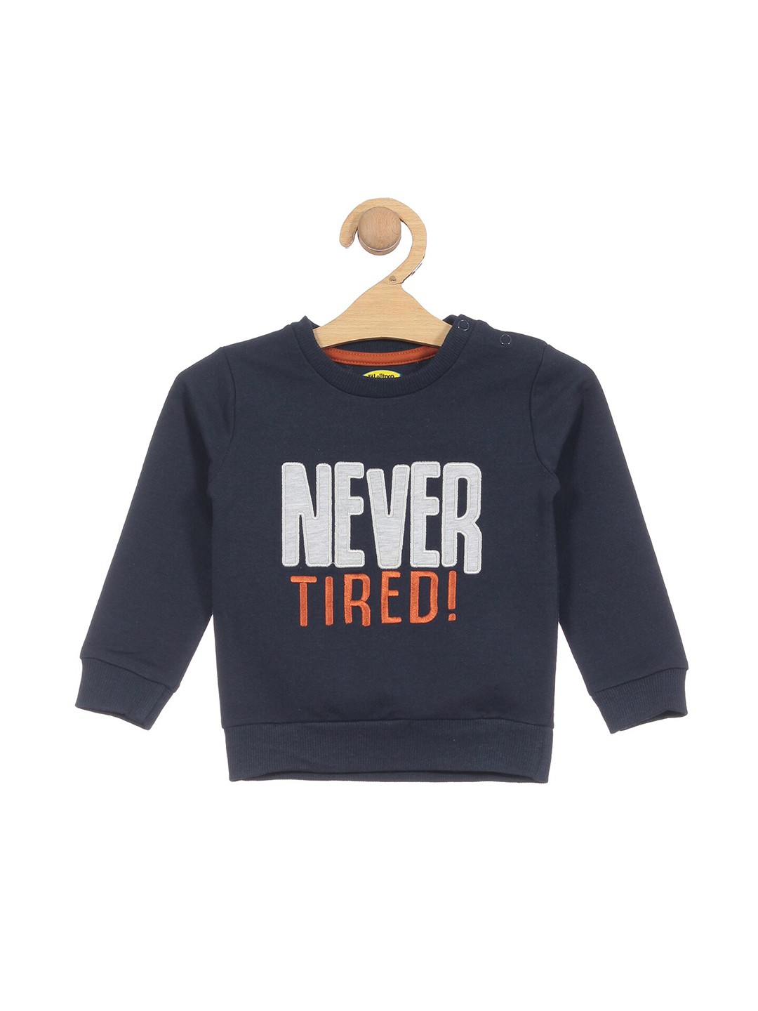 

Lil Lollipop Kids Typography Printed Ribbed Cotton Pullover Sweatshirt, Navy blue