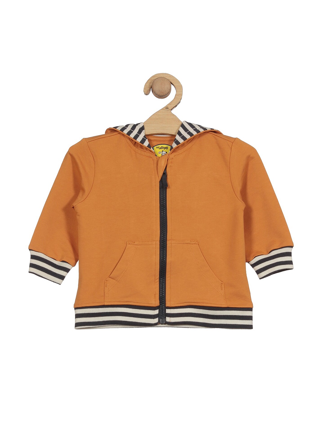 

Lil Lollipop Kids Hooded Ribbed Cotton Front-Open Sweatshirt, Mustard