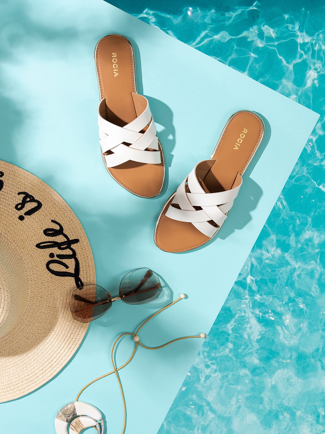 

Rocia Criss-Cross Open Toe Flats, White