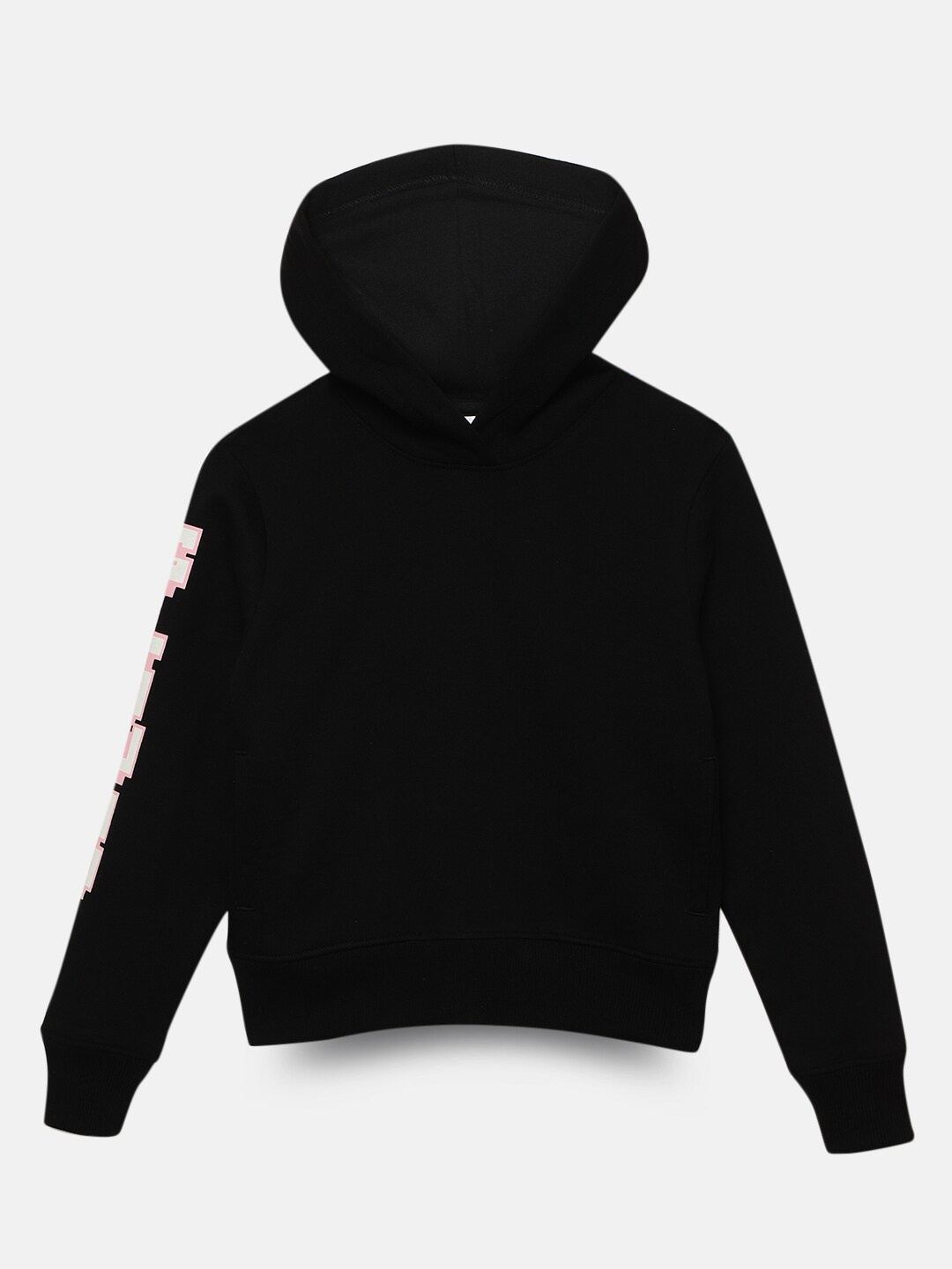 

mackly Typography Printed Hooded Pullover, Black