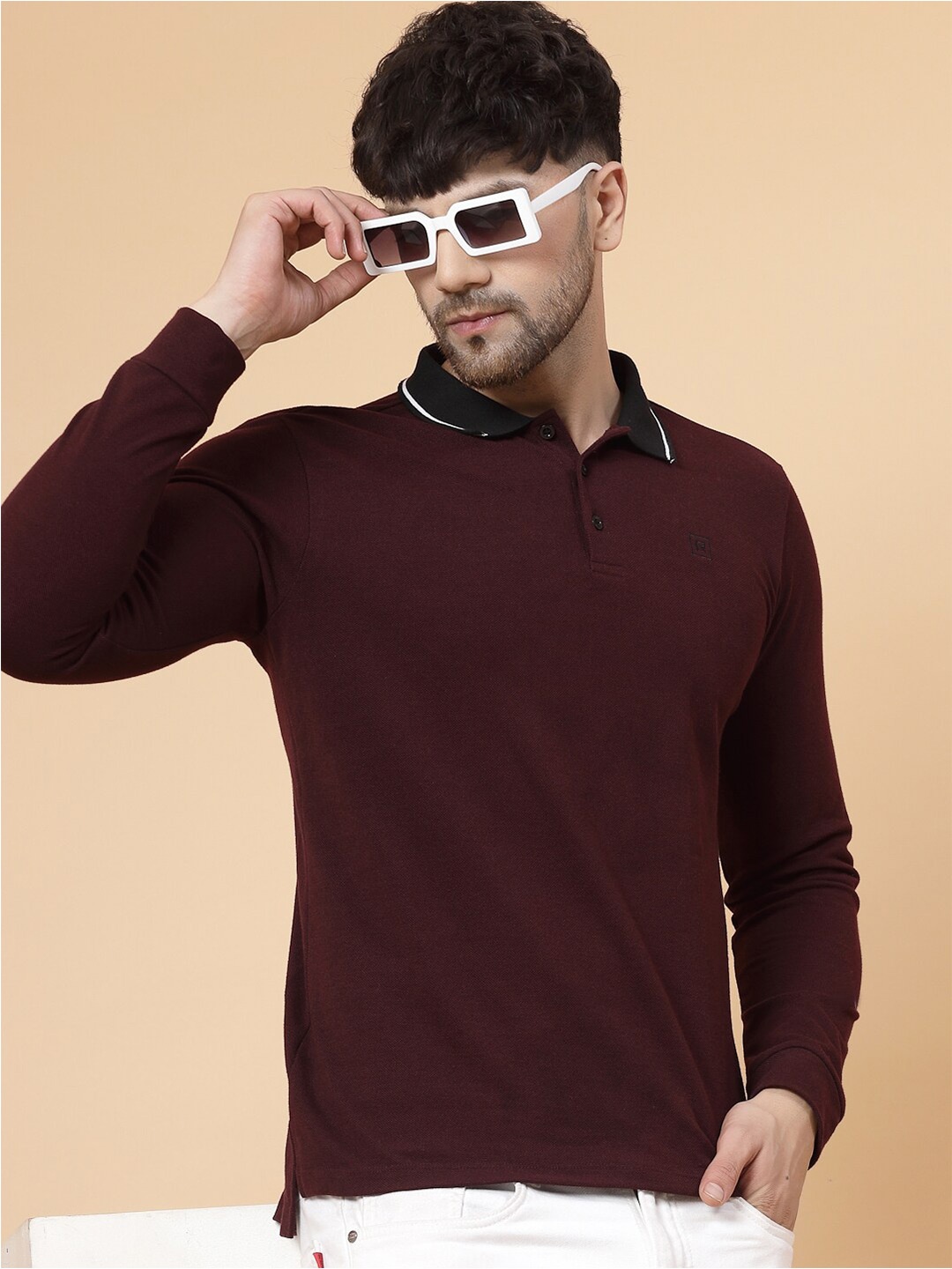 

Rigo Polo Collar Slim Fit Cotton Casual T-shirt, Burgundy