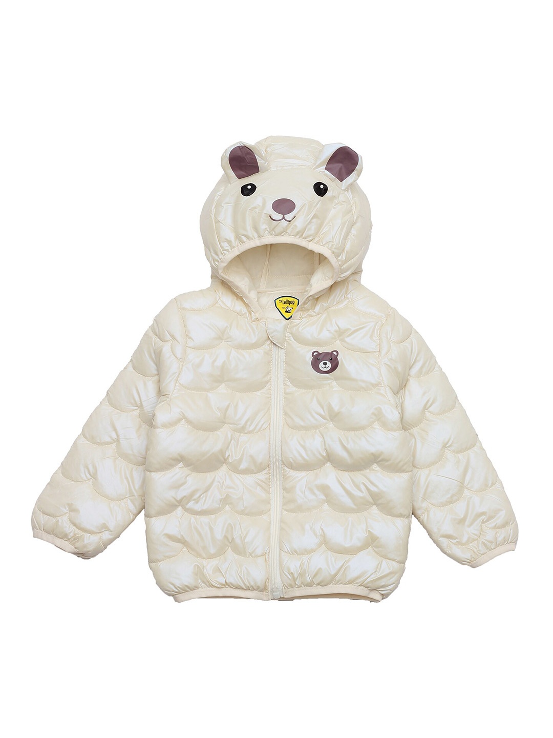 

Lil Lollipop Kids Hooded Lightweight Crop Puffer Jacket, Cream