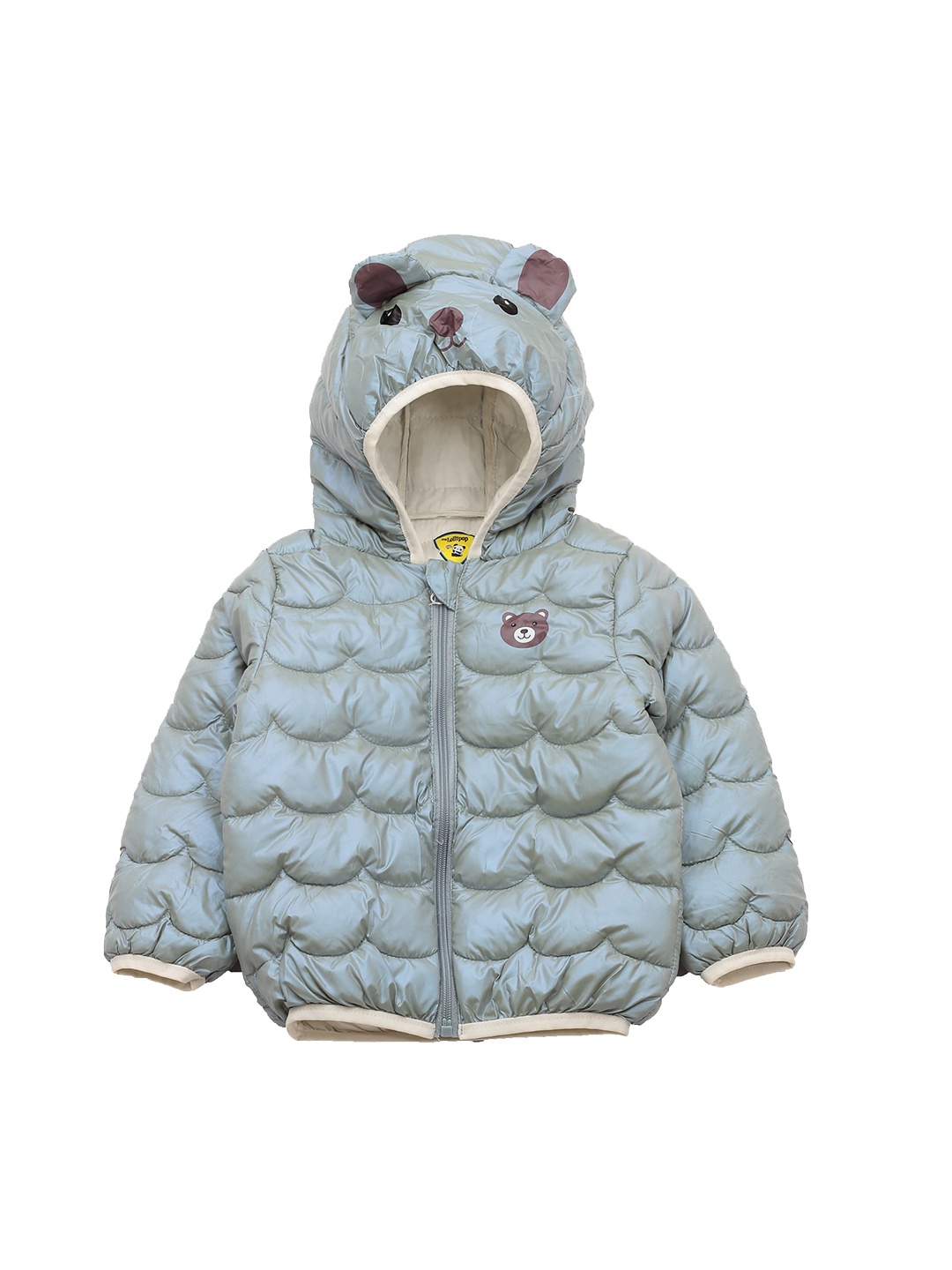 

Lil Lollipop Kids Graphic Printed Lightweight Hooded Puffer Jacket, Grey