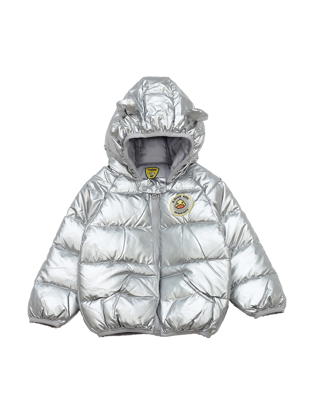 

Lil Lollipop Kids Lightweight Hooded Puffer Jacket, Silver
