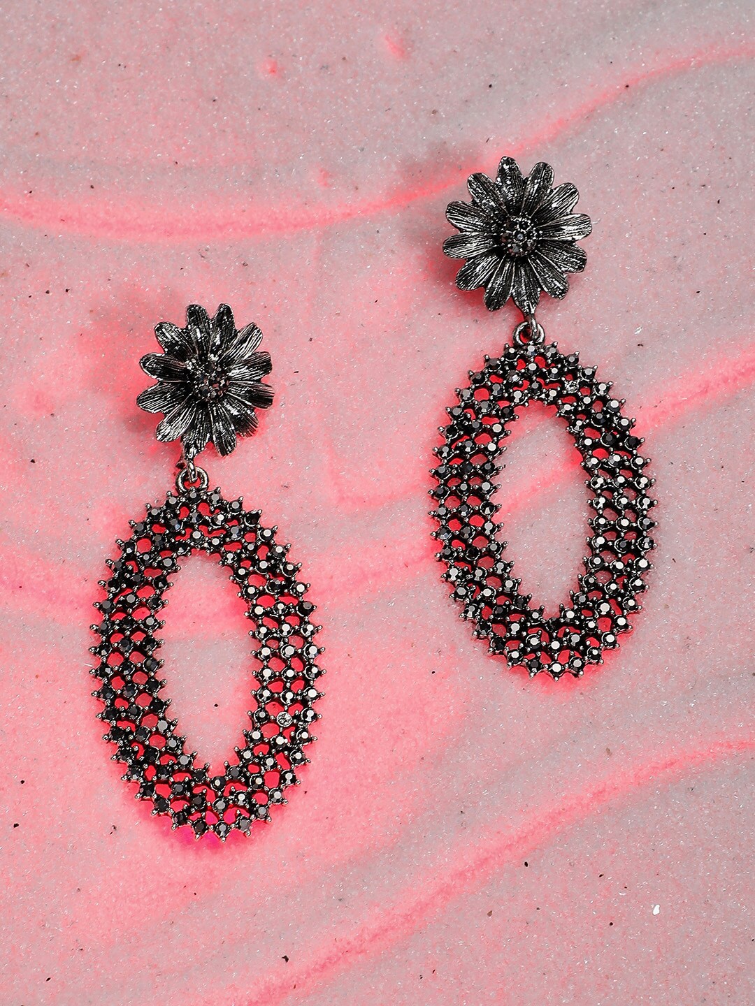 

SOHI Silver-Plated Contemporary Drop Earrings