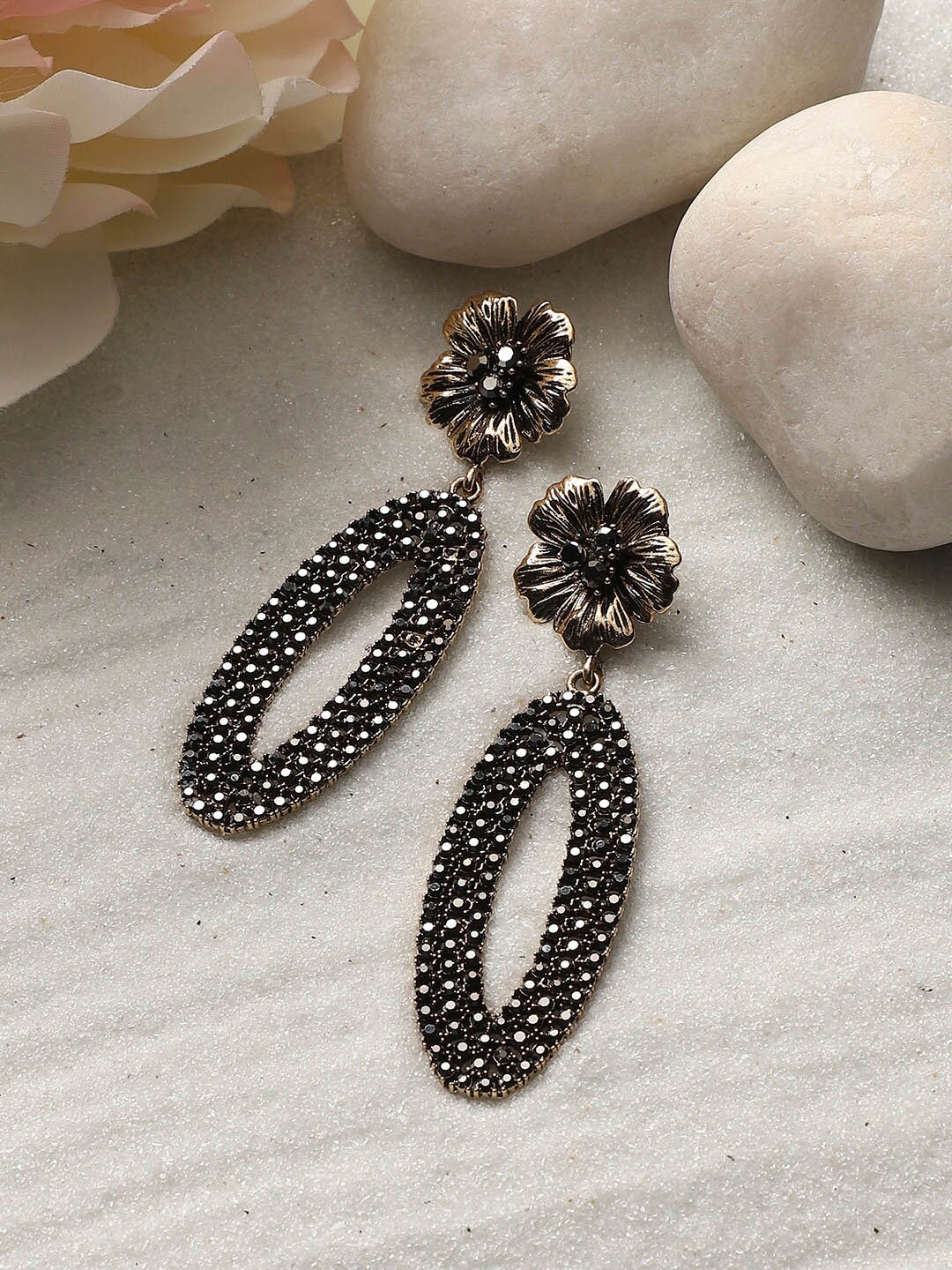 

SOHI Gold-Plated Contemporary Drop Earrings