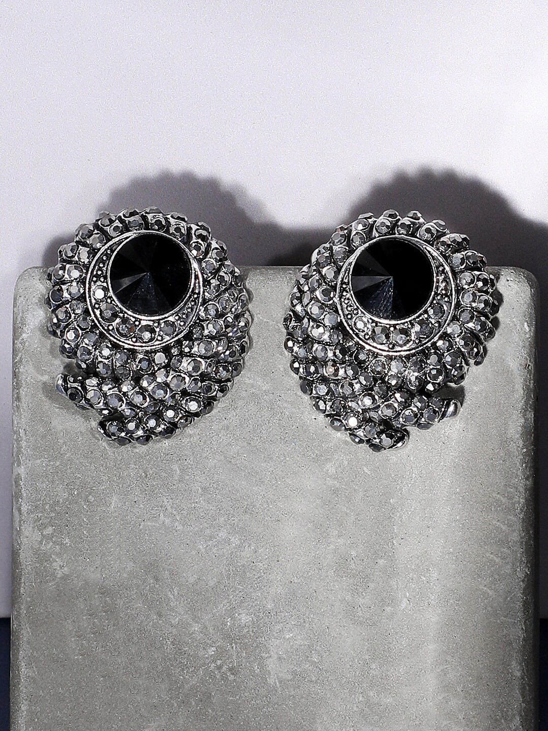 

SOHI Silver-Plated Artificial Stones Contemporary Studs Earrings
