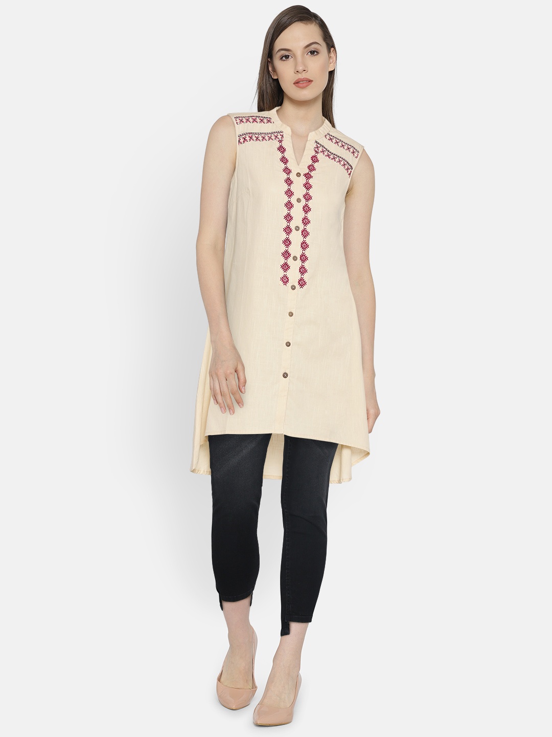 

Bronz Beige Embroidered Detail Tunic