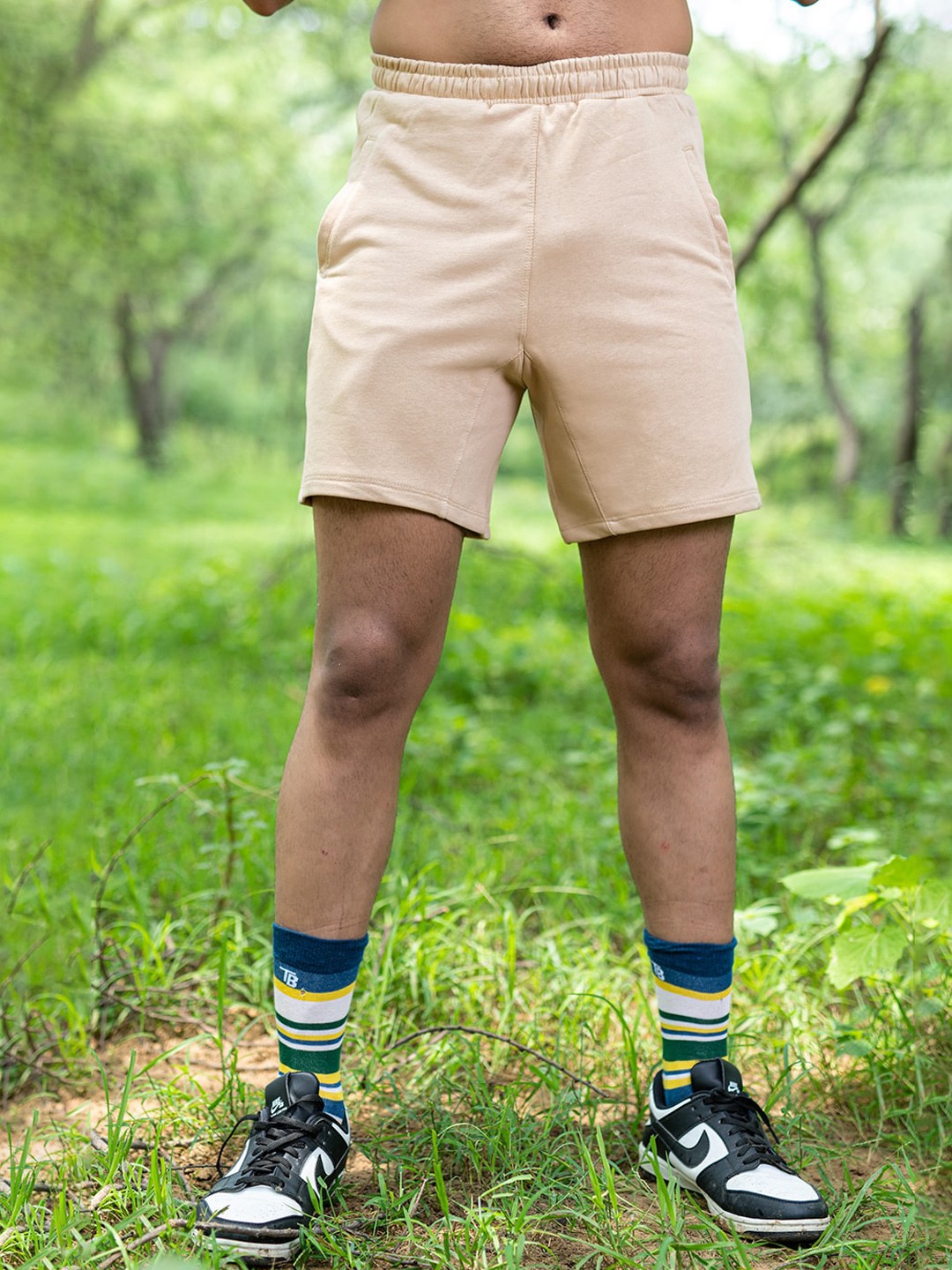 

Tistabene Men Regular Fit Mid-Rise Cotton Shorts, Beige