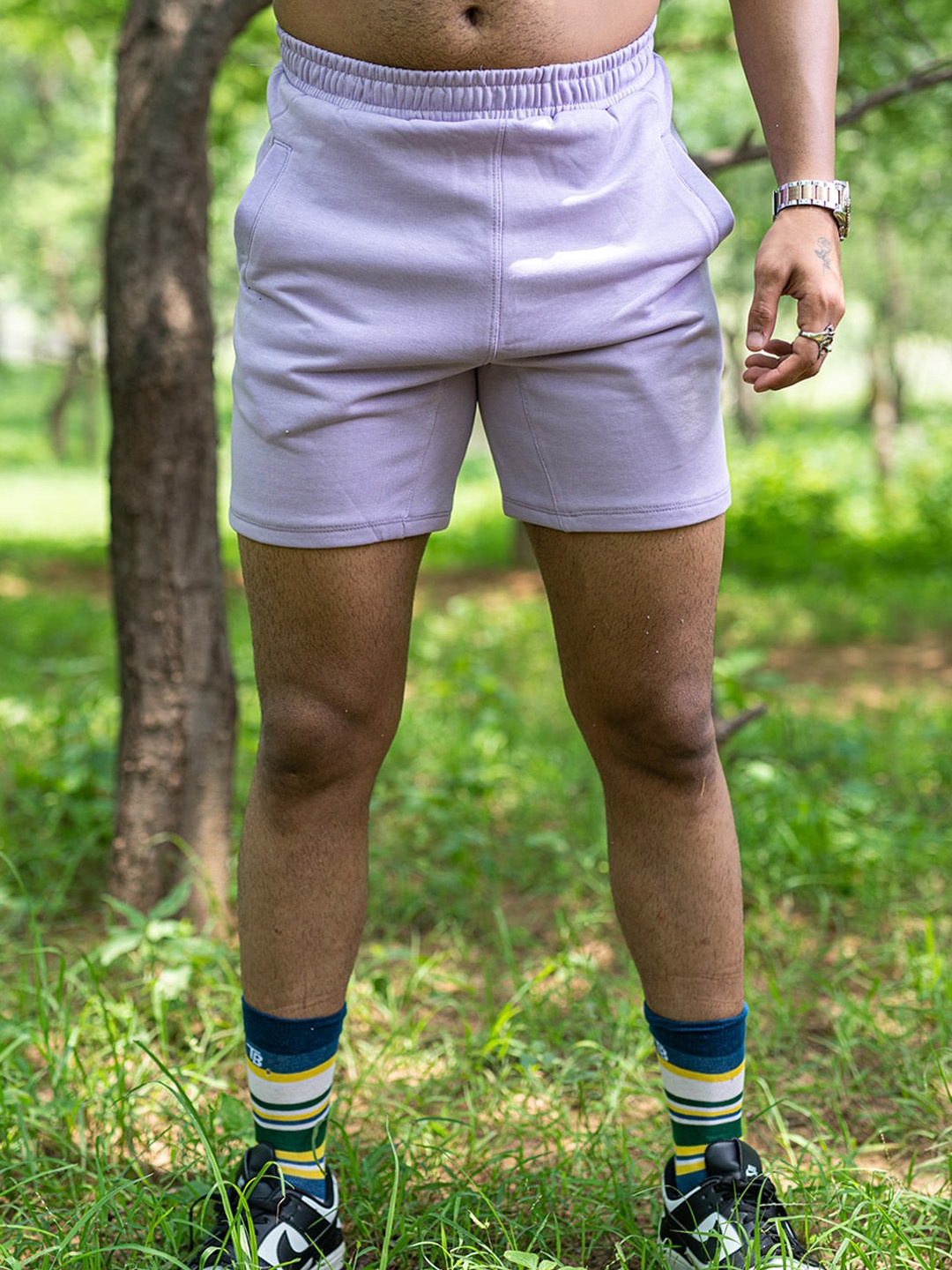 

Tistabene Men Mid Rise Cotton Shorts, Lavender