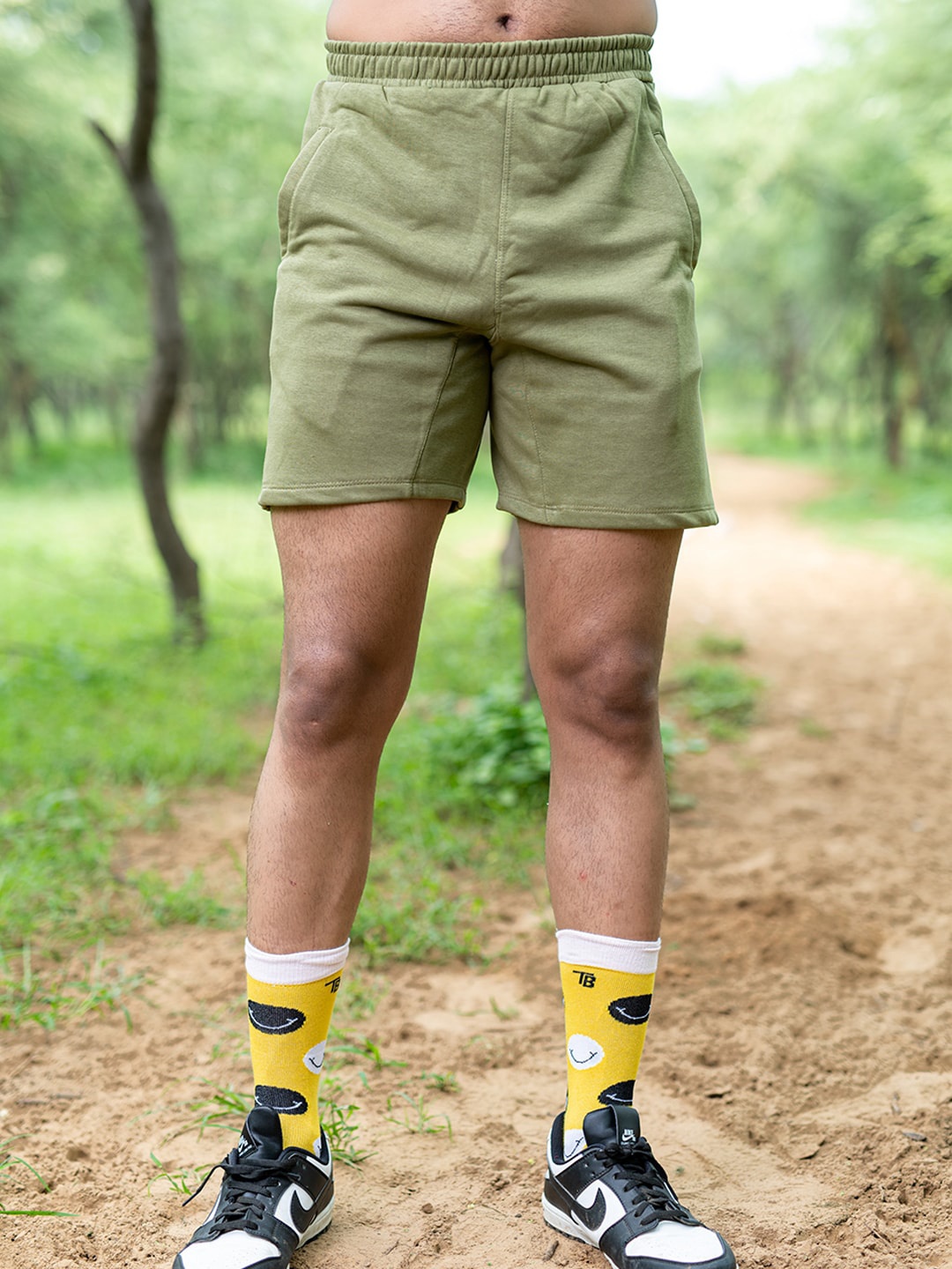 Tistabene Men Mid-Rise Cotton Shorts, Green