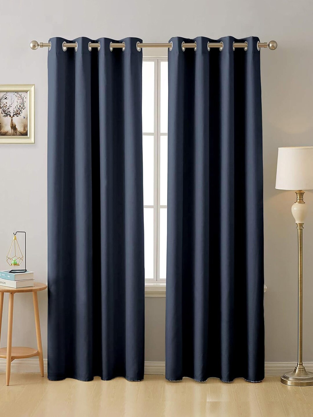 

Cloth Fusion Blue 2 Pieces Room Darkening Blackout Long Door Curtains