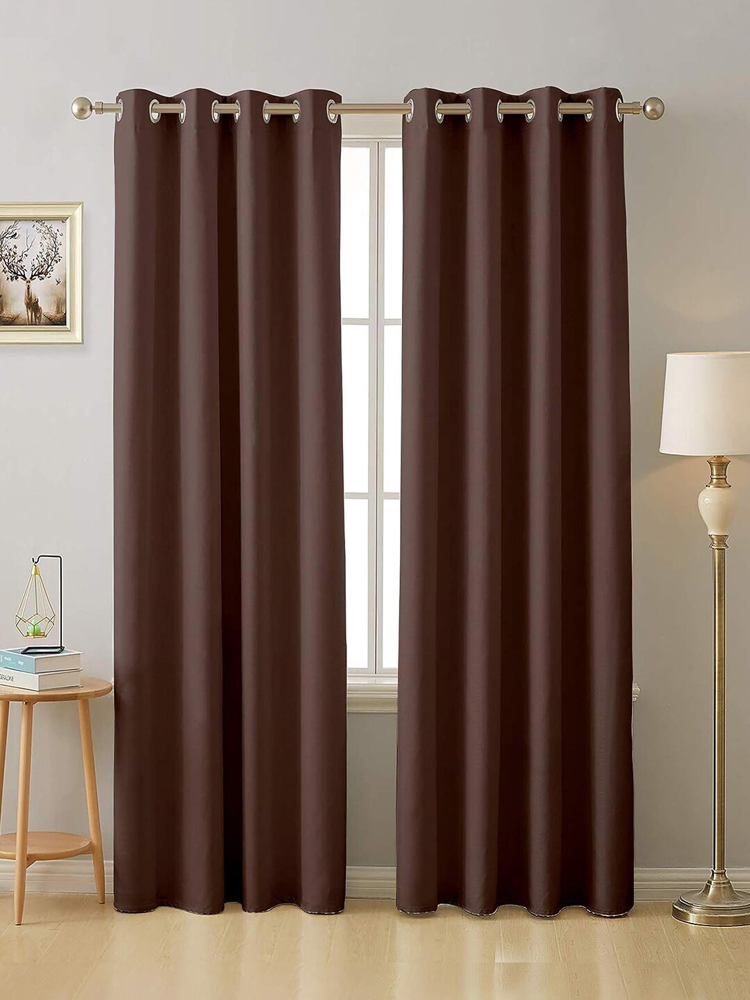 

Cloth Fusion Dark Brown 2 Pieces Room Darkening Blackout Long Door Curtains