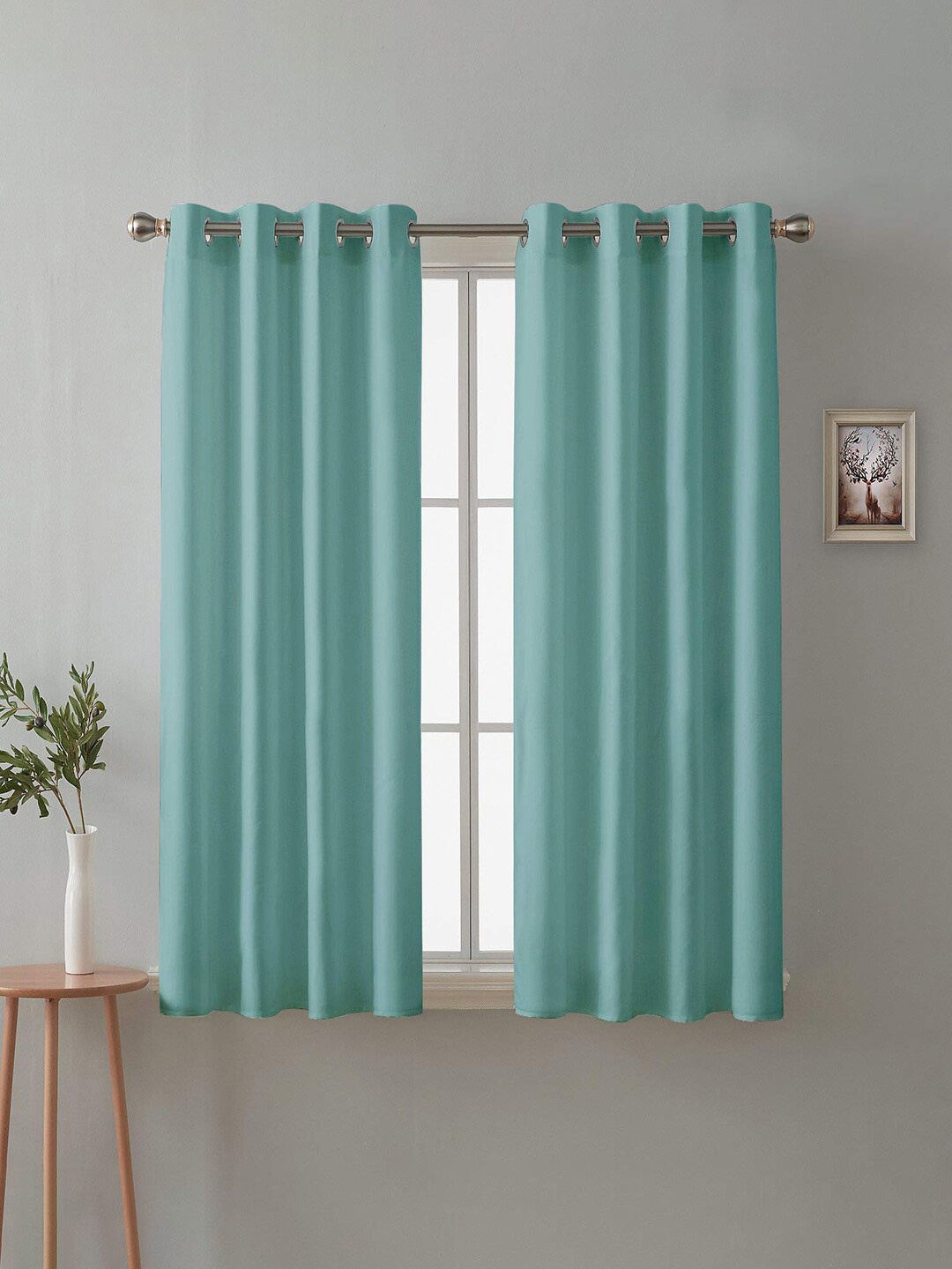 

Cloth Fusion Sea Green 2 Pieces Room Darkening Blackout Window Curtains