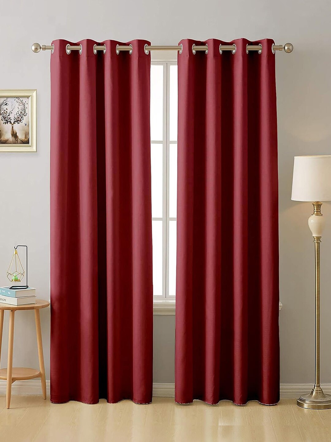 

Cloth Fusion Maroon 2 Pieces Room Darkening Blackout Door Curtains