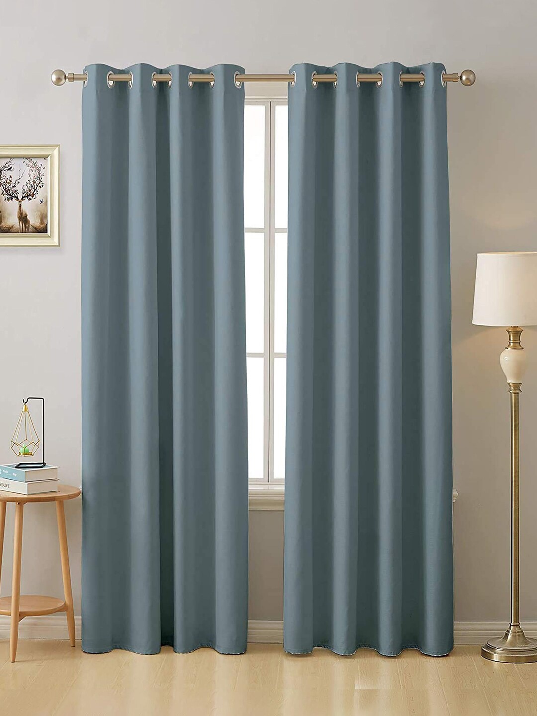 

Cloth Fusion Grey 2 Pieces Room Darkening Blackout Long Door Curtains