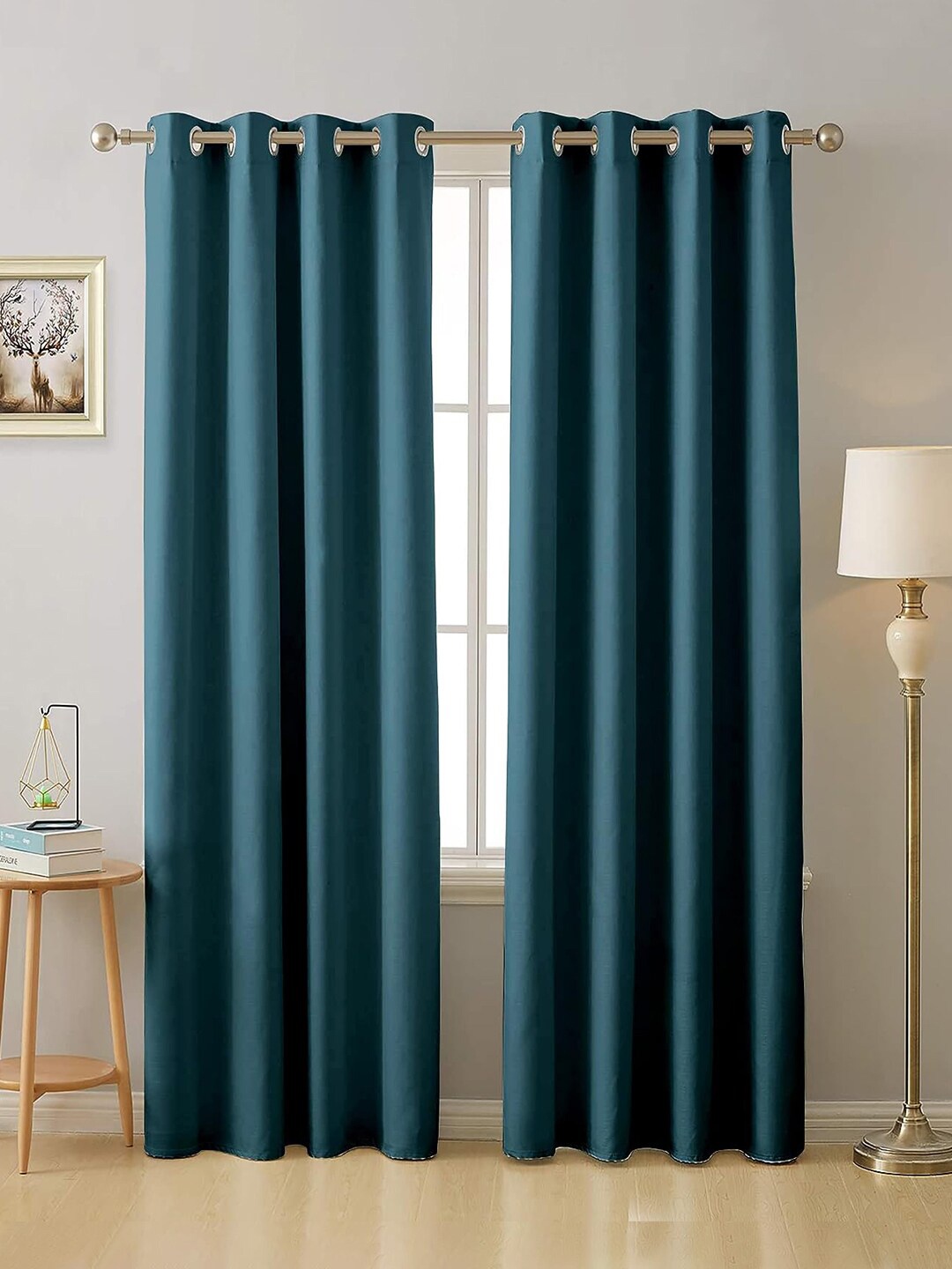 

Cloth Fusion Blue 2 Pieces Room Darkening Blackout Door Curtains