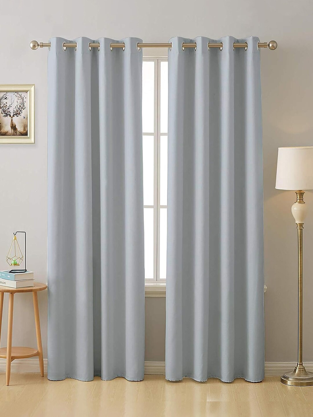 

Cloth Fusion Silver 2 Pieces Room Darkening Blackout Door Curtains