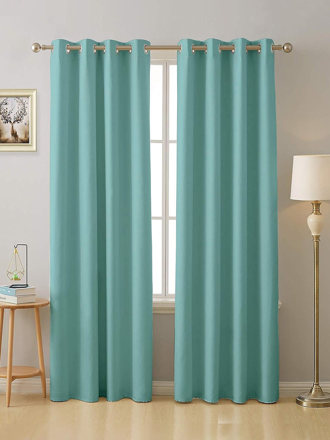 

Cloth Fusion Sea Green 2 Pieces Room Darkening Blackout Door Curtains