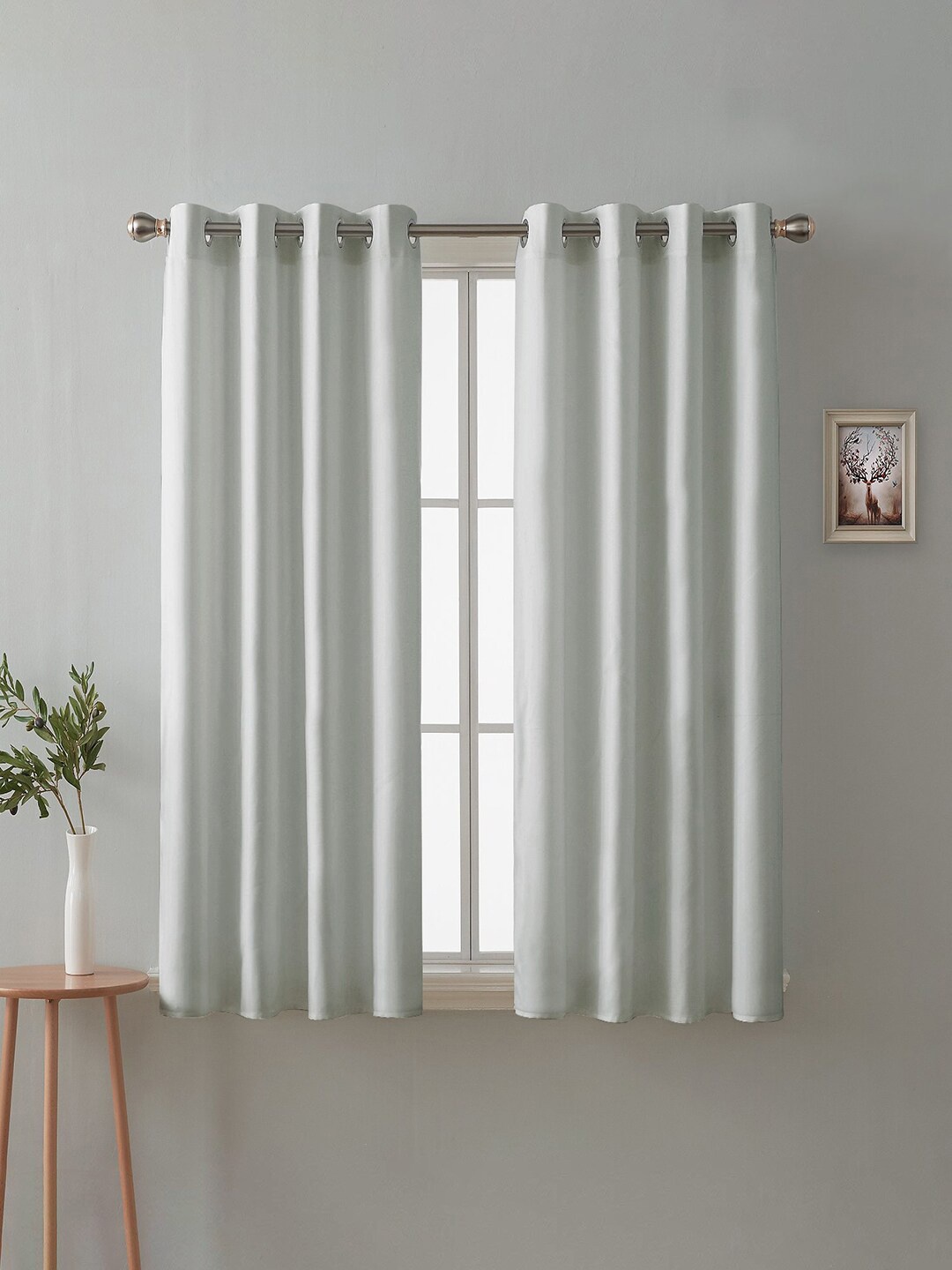 

Cloth Fusion Silver 2 Pieces Room Darkening Blackout Window Curtains
