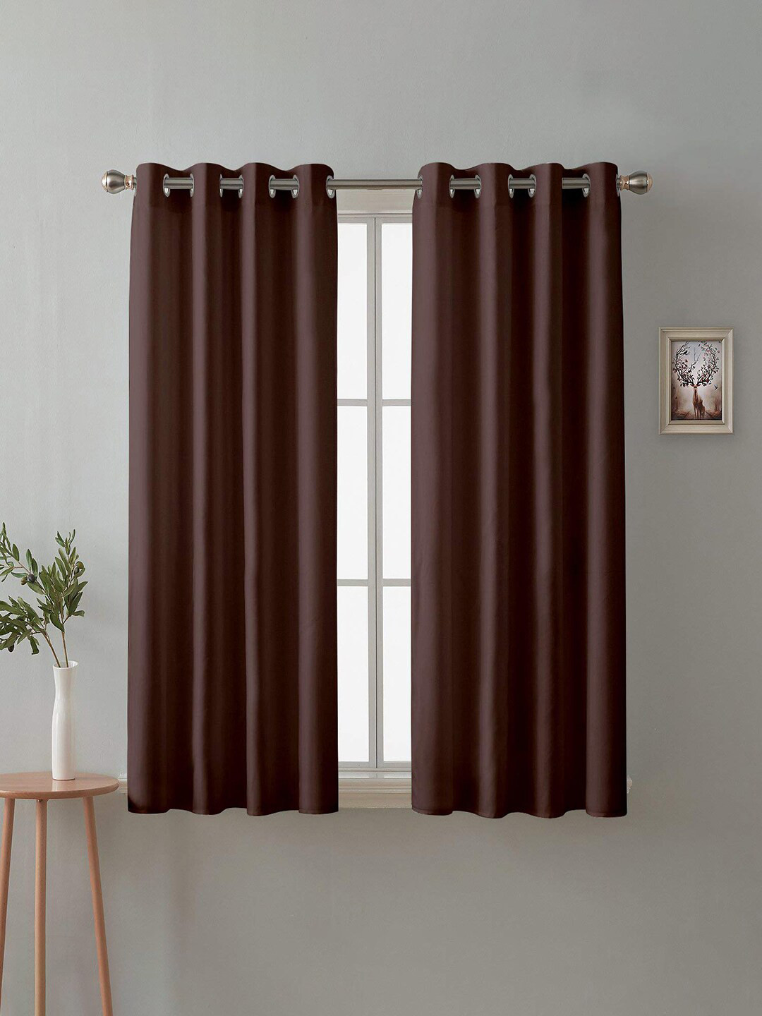 

Cloth Fusion Dark Brown 2 Pieces Room Darkening Blackout Window Curtains