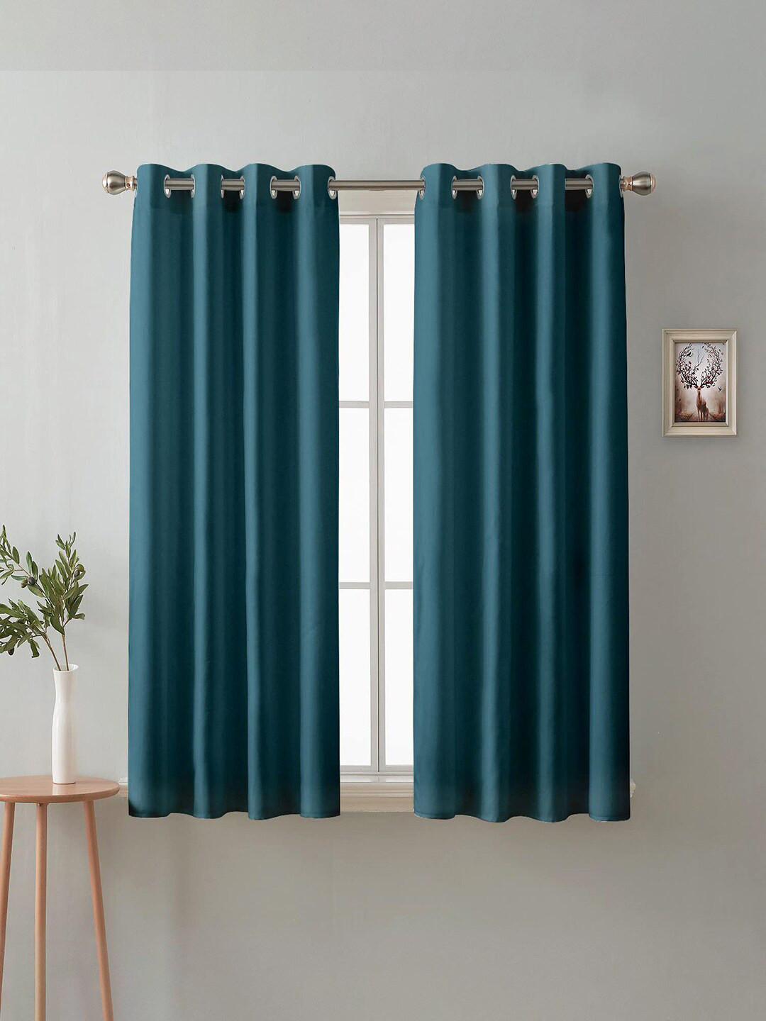 

Cloth Fusion Blue 2 Pieces Room Darkening Blackout Window Curtains